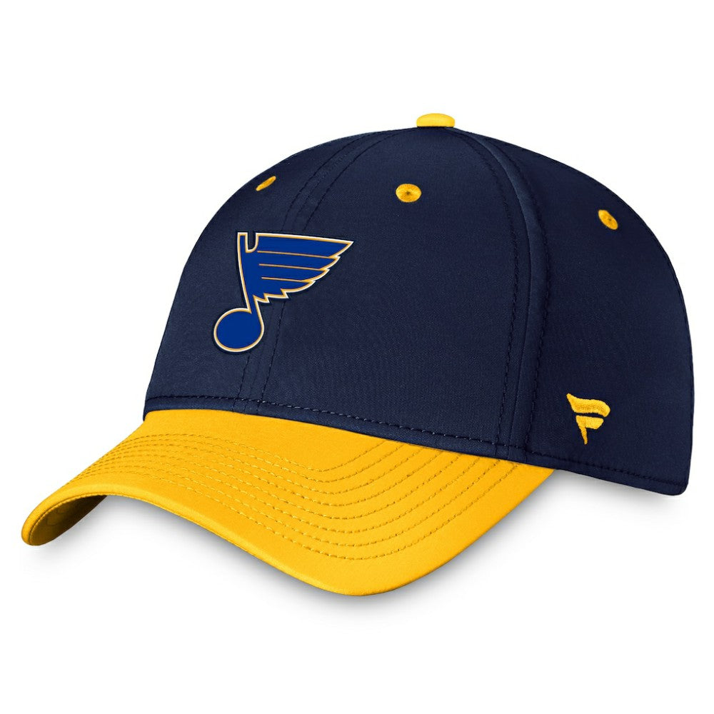 St. Louis Blues Fanatics Authentic Pro Rink Two-Tone Flex Hat – Navy/Gold