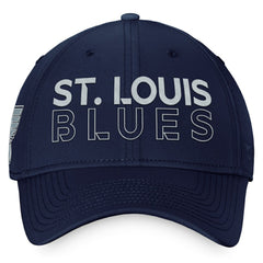 St. Louis Blues Fanatics Authentic Pro Road Flex Hat – Navy