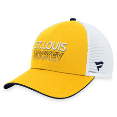 St. Louis Blues Fanatics Authentic Pro Rink Trucker Adjustable Hat Gold
