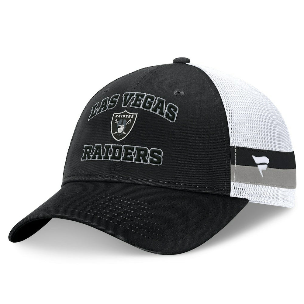 Las Vegas Raiders Fundamentals Side Stripe Trucker Adjustable Hat - Black/White for sale