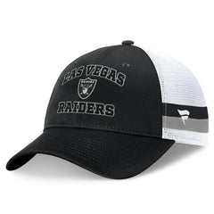 Las Vegas Raiders Fundamentals Side Stripe Trucker Adjustable Hat - Black/White for sale