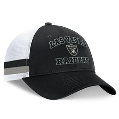 Las Vegas Raiders Fundamentals Side Stripe Trucker Adjustable Hat - Black/White for sale