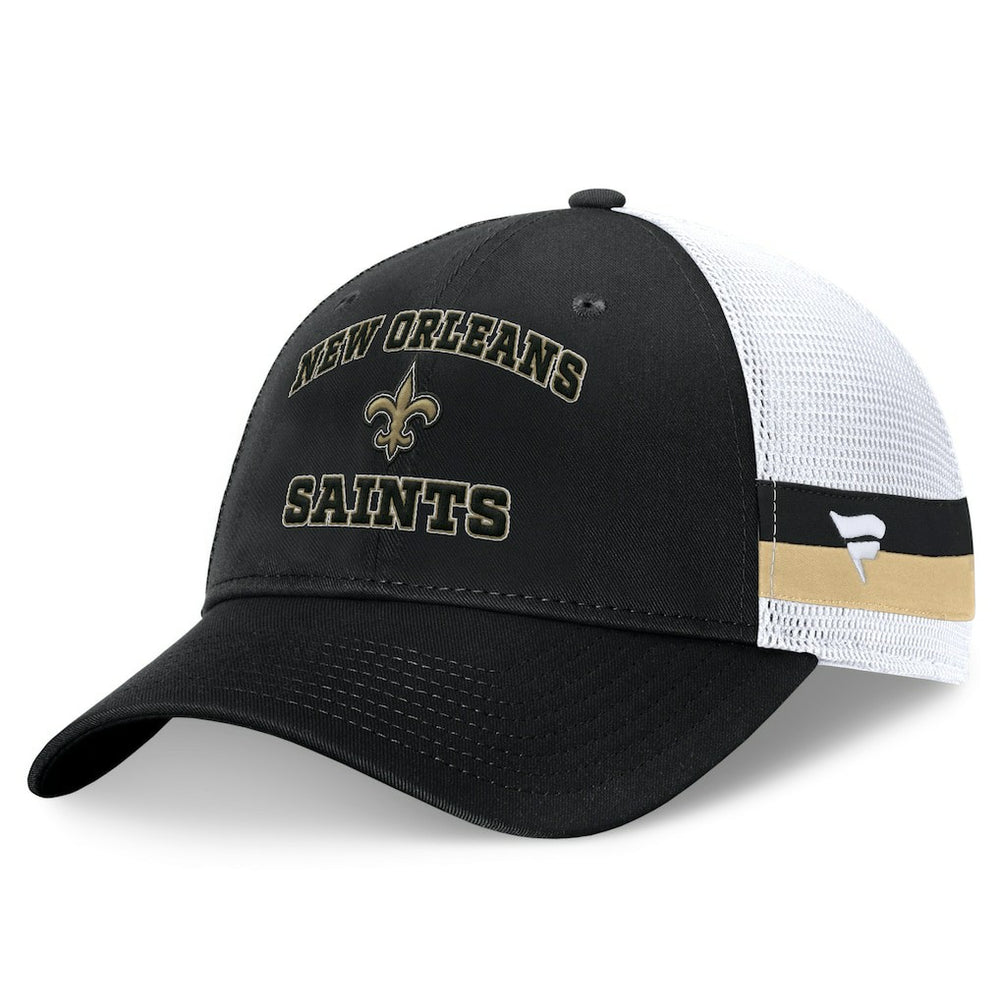 New Orleans Saints Fundamentals Side Stripe Trucker Adjustable Hat - Black/White cheap