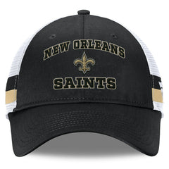 New Orleans Saints Fundamentals Side Stripe Trucker Adjustable Hat - Black/White cheap