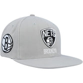 Brooklyn Nets Side Core 2.0 Snapback Hat - Gray | Mitchell & Ness cheap