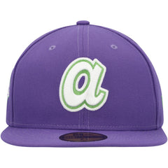 Atlanta Braves Lime Side Patch 59FIFTY Fitted Hat - Purple | New Era