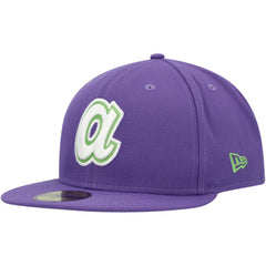 Atlanta Braves Lime Side Patch 59FIFTY Fitted Hat - Purple | New Era
