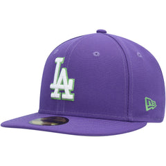 Los Angeles Dodgers Lime Side Patch 59FIFTY Fitted Hat - Purple | New Era