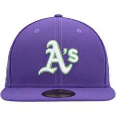 Athletics Lime Side Patch 59FIFTY Fitted Hat - Purple | New Era