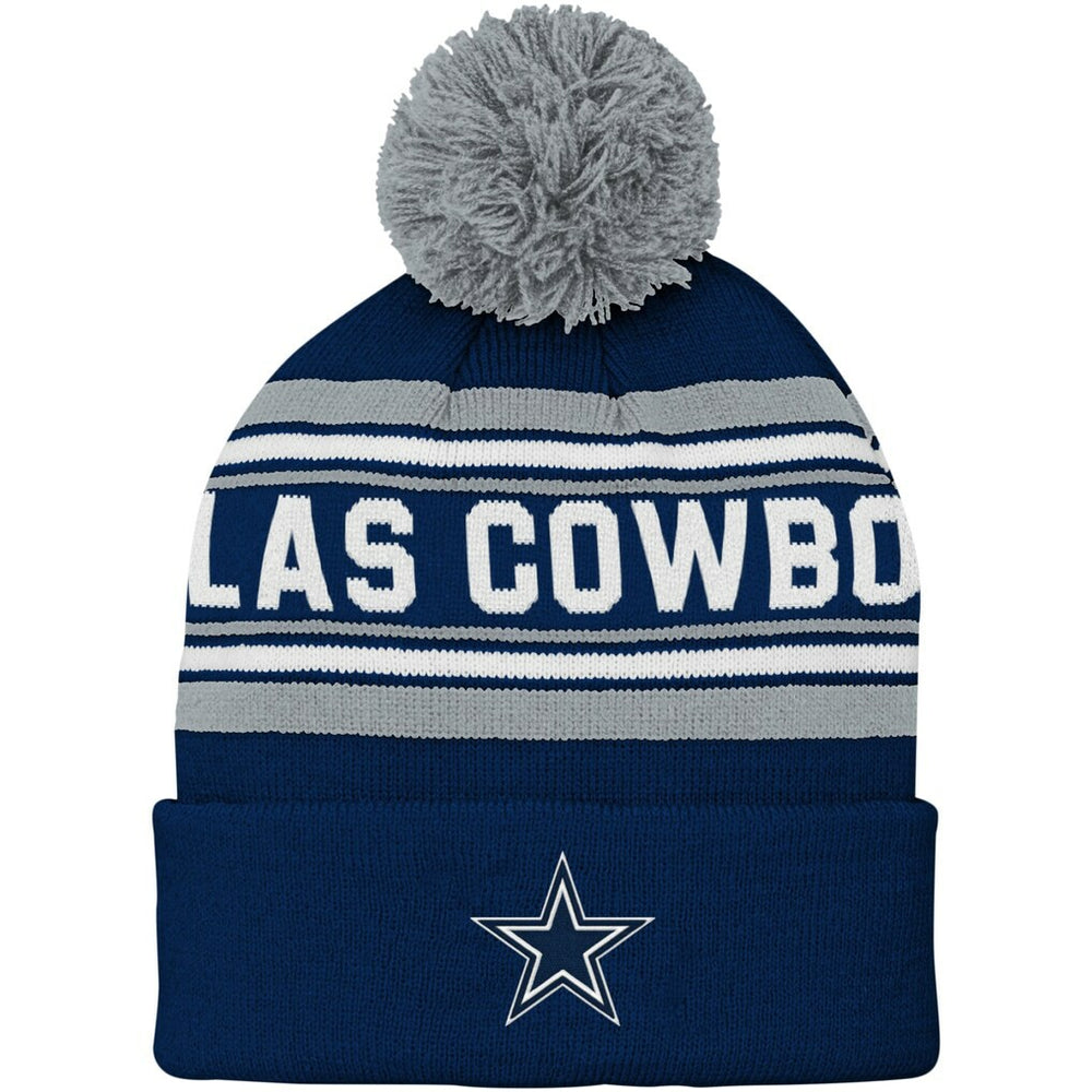 Dallas Cowboys Youth Jacquard Cuffed Knit Hat with Pom - Navy cheap