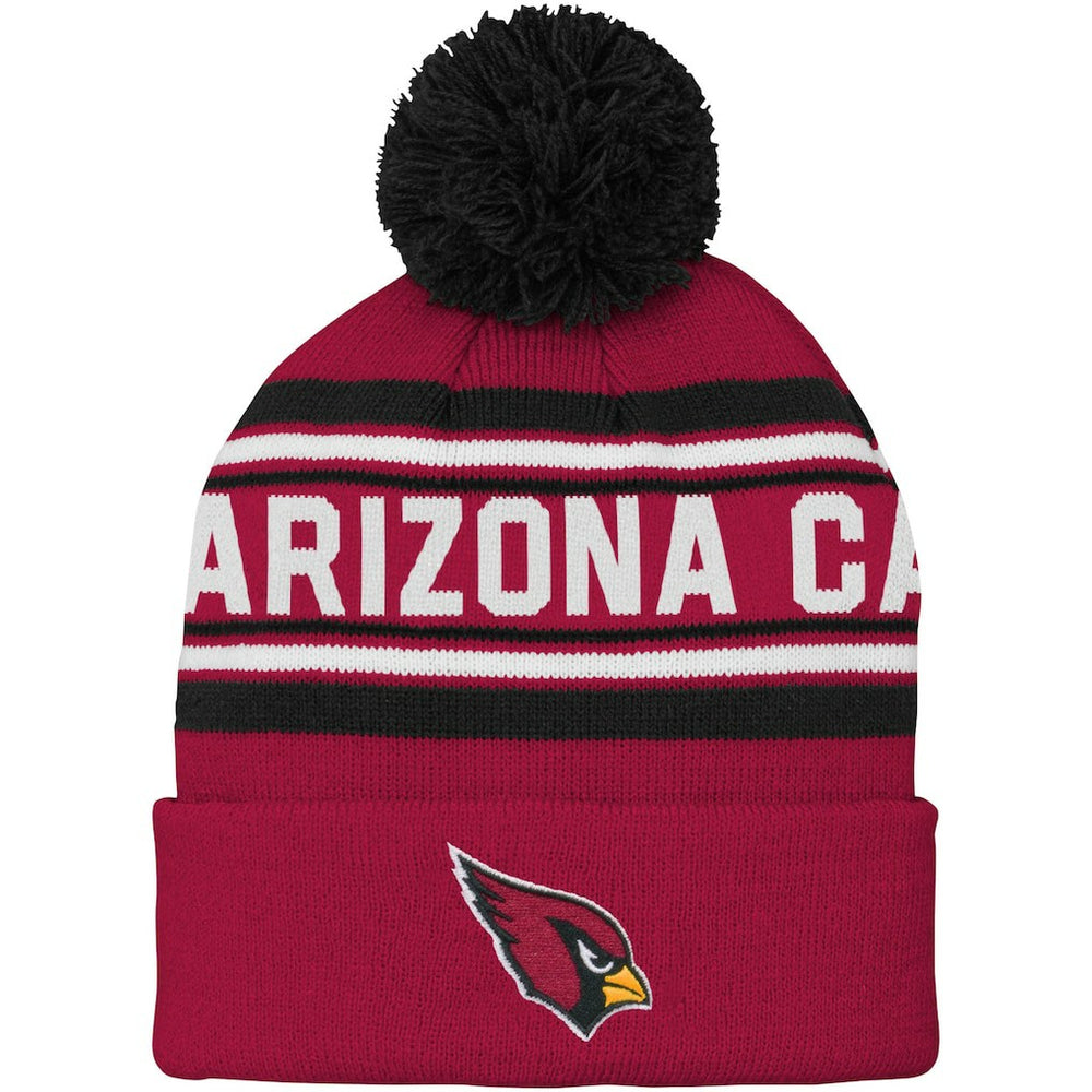 Arizona Cardinals Youth Jacquard Cuffed Knit Hat with Pom - Cardinal cheap
