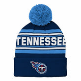 Tennessee Titans Youth Jacquard Cuffed Knit Hat with Pom - Navy discount