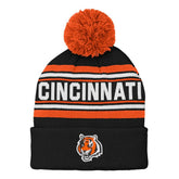 Cincinnati Bengals Preschool Jacquard Cuffed Knit Hat with Pom - Black discount