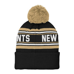 New Orleans Saints Preschool Jacquard Cuffed Knit Hat with Pom - Black on sale
