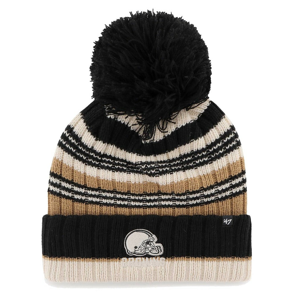 Cleveland Browns '47 Women's Barista Cuffed Knit Hat with Pom - Natural sale