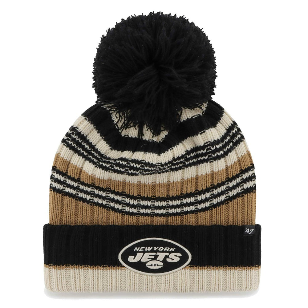 New York Jets '47 Women's Barista Cuffed Knit Hat with Pom - Natural on sale