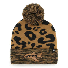 New York Jets '47 Women's Rosette Cuffed Knit Hat with Pom - Brown for sale