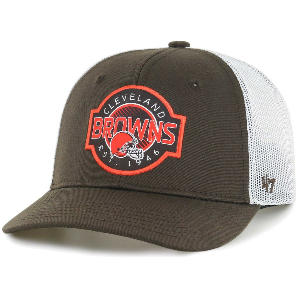 Cleveland Browns '47 Youth Scramble Adjustable Trucker Hat - Brown/White for sale