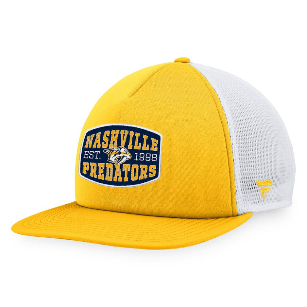 Nashville Predators Fanatics Foam Front Patch Trucker Snapback Hat Gold/White
