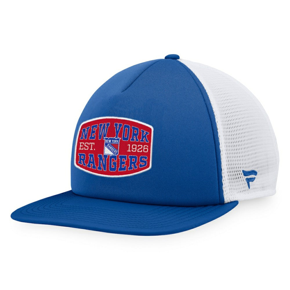 New York Rangers Fanatics Foam Front Patch Trucker Snapback Hat Navy/White