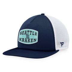 Seattle Kraken Fanatics Foam Front Patch Trucker Snapback Hat Deep Sea Blue/White