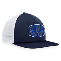 St. Louis Blues Fanatics Foam Front Patch Trucker Snapback Hat Navy/White