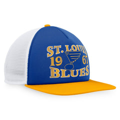 St. Louis Blues Fanatics Heritage Vintage Foam Front Trucker Snapback Hat Blue/Gold