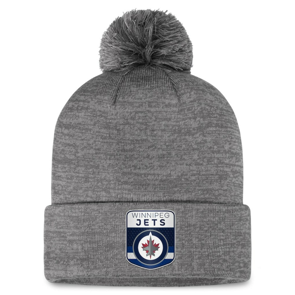 Winnipeg Jets Fanatics Authentic Pro Home Ice Cuffed Knit Hat with Pom Gray