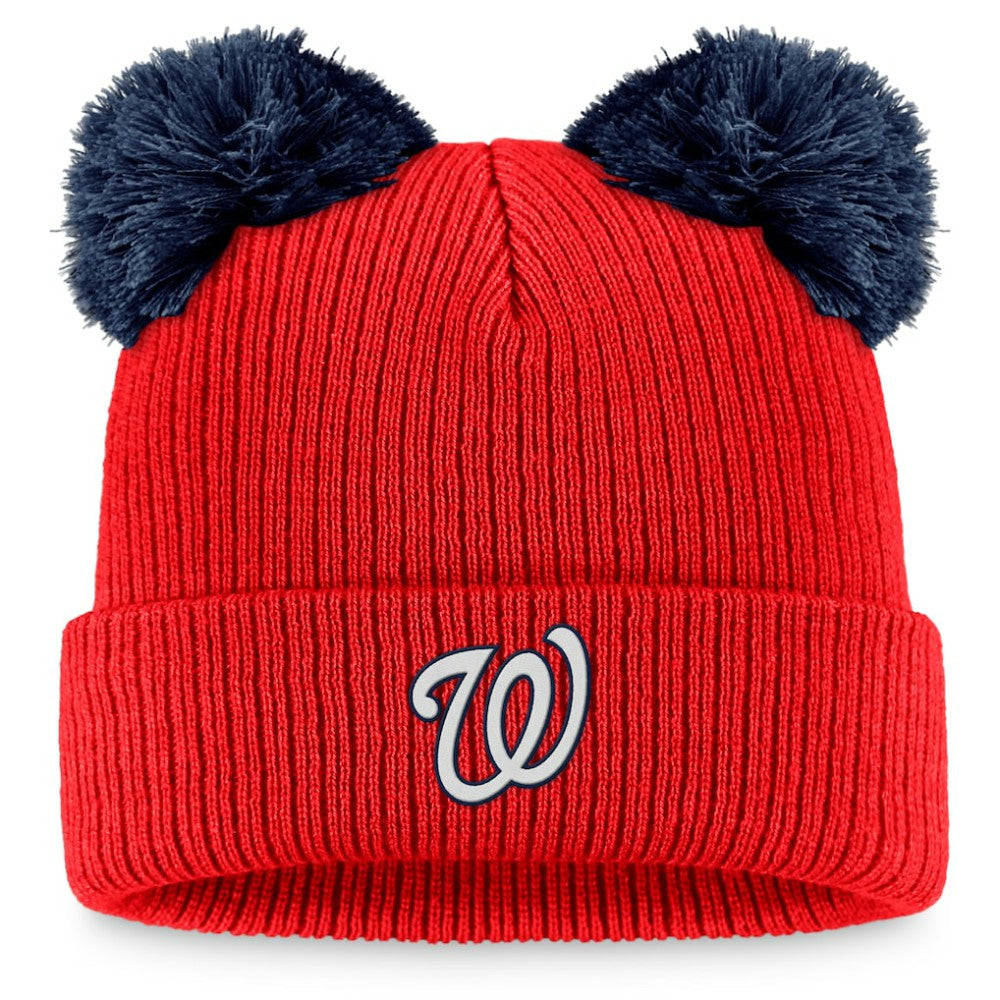 Washington Nationals Women's Double Pom Cuffed Knit Hat - Red/Navy
