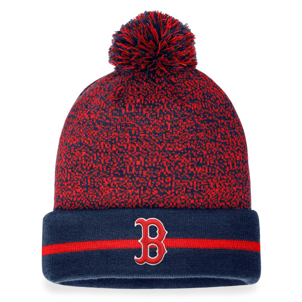 Boston Red Sox Space-Dye Cuffed Knit Hat with Pom - Navy/Red