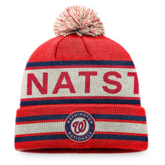 Washington Nationals Hometown Slogan Cuffed Knit Hat with Pom - Red/Natural
