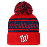 Washington Nationals Women's Script Cuffed Knit Hat with Pom - Red/Navy