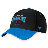 Miami Marlins Stacked Logo Flex Hat - Black/Blue