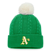 Athletics Women's Cable Cuffed Knit Hat with Pom - Kelly Green