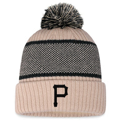 Pittsburgh Pirates Women's Cuffed Knit Hat with Pom - Natural/Black