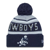 Dallas Cowboys New Era Youth Gridiron Classics Main Cuffed Knit Hat with Pom - Gray/Navy for sale