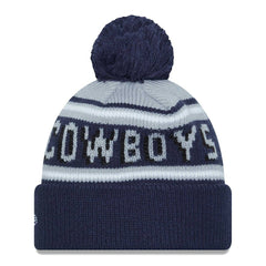Dallas Cowboys New Era Youth Gridiron Classics Main Cuffed Knit Hat with Pom - Gray/Navy for sale