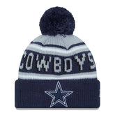 Dallas Cowboys New Era Youth Main Cuffed Knit Hat with Pom - Gray/Navy on sale