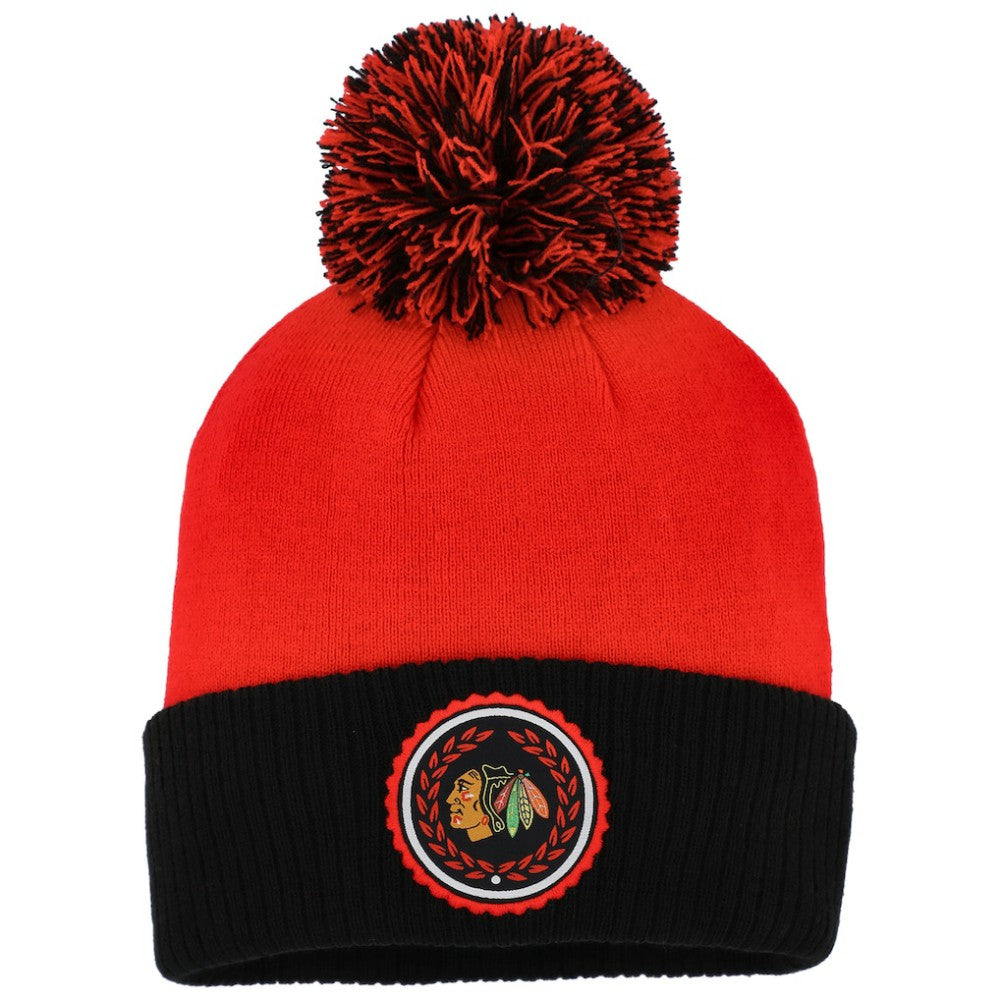 Chicago Blackhawks adidas Women's Laurel Cuffed Knit Hat with Pom Red