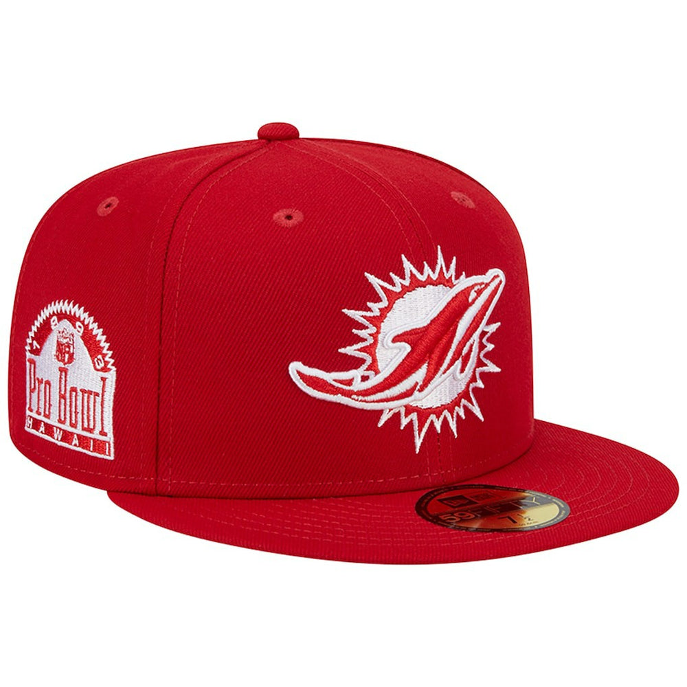 Miami Dolphins New Era 1993 Hawaii Pro Bowl Main Patch 59FIFTY Fitted Hat - Scarlet for sale