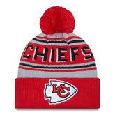 Kansas City Chiefs New Era Main Cuffed Knit Hat with Pom - Red discount