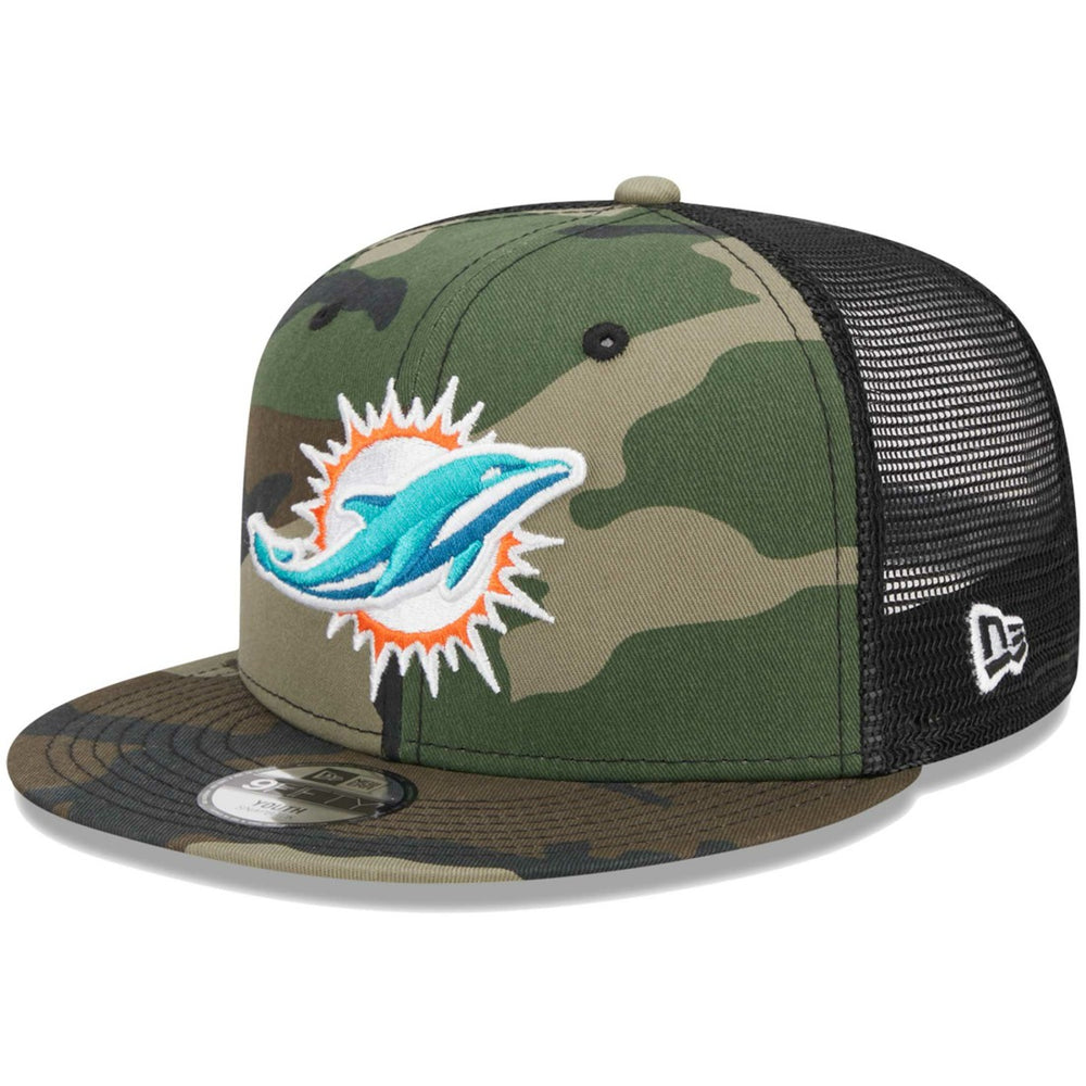Miami Dolphins New Era Youth Main Trucker 9FIFTY Snapback Hat - Camo online