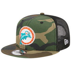 Miami Dolphins New Era Throwback Main Trucker 9FIFTY Snapback Hat - Camo cheap