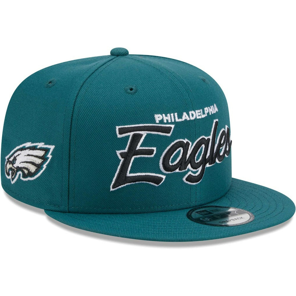 Philadelphia Eagles New Era Main Script 9FIFTY Snapback Hat - Midnight Green sale