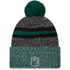 New York Jets New Era 2023 Sideline Sport Cuffed Pom Knit Hat - Black/Green on sale