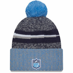 Tennessee Titans New Era 2023 Sideline Sport Cuffed Pom Knit Hat - Navy/Light Blue sale