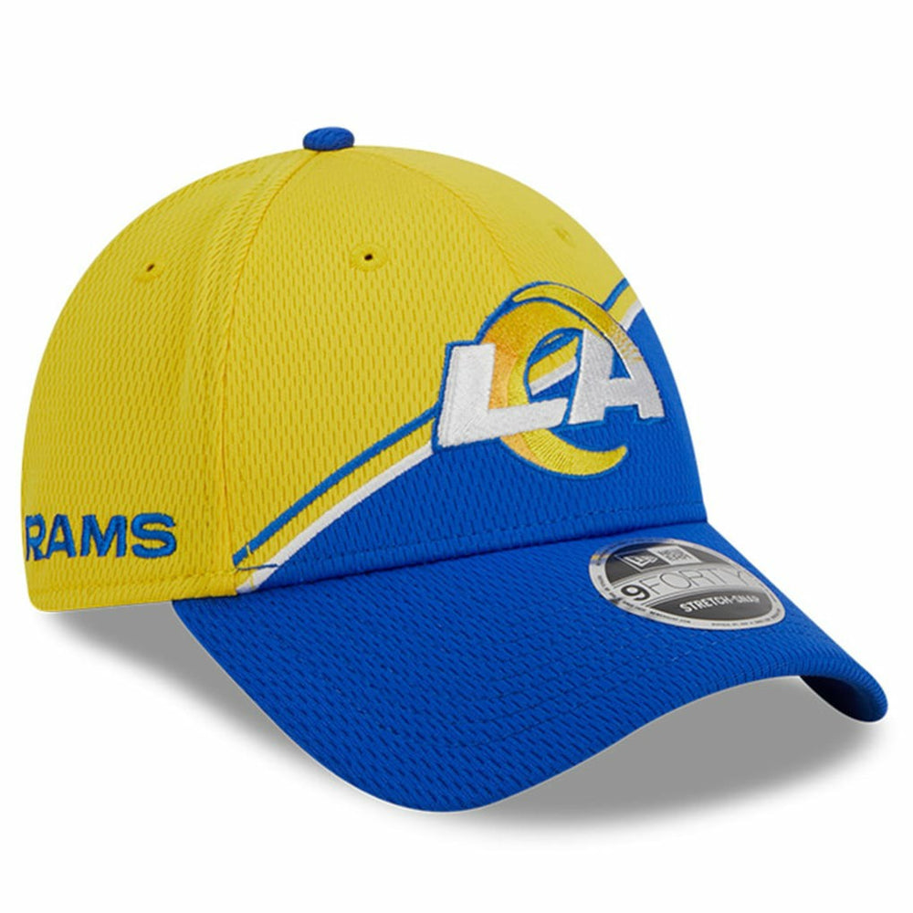 Los Angeles Rams New Era 2023 Sideline 9FORTY Adjustable Hat - Gold/Royal for sale