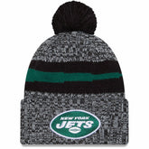 New York Jets New Era 2023 Sideline Cuffed Knit Hat With Pom - Black on sale