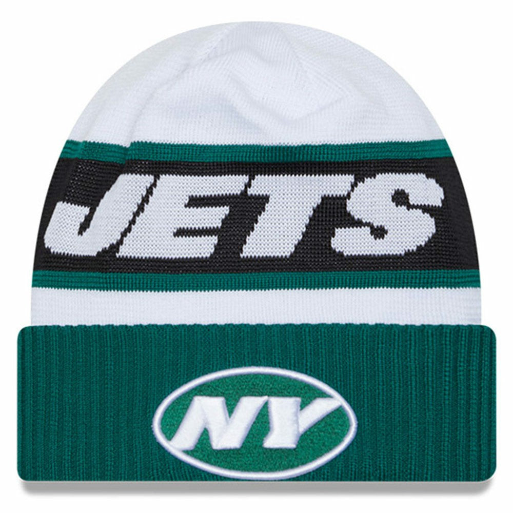 New York Jets New Era 2023 Sideline Tech Cuffed Knit Hat - White/Green discount