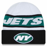 New York Jets New Era 2023 Sideline Tech Cuffed Knit Hat - White/Black online